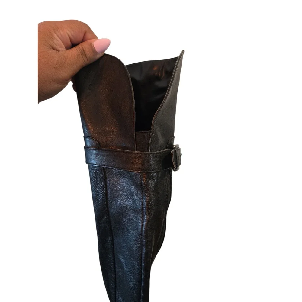 Nine West Black‎ Leather Knee High Riding Boots Size 10